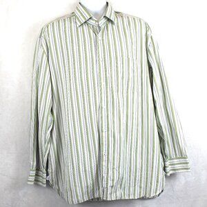 Isaia Striped Cotton Button Up Mens Size 44 Neck 17.5